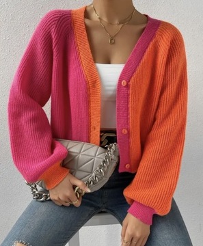 Sweter kardigan piekne kolory rozm L Nowy