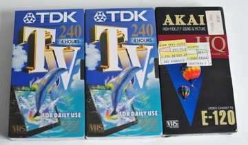 Три кассеты VHS сместили TDK TV240 и Akai E-120