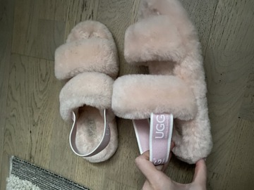 buty klapki ugg różowe futrzane z gumka oryginalne