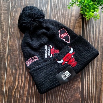 Czapka zimowa czarna unisex Chicago Bulls. Czapka zimowa New Era