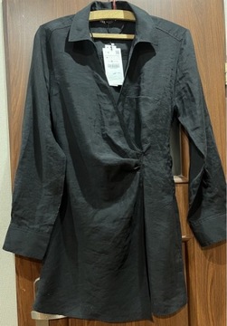 Krótka czarna koszulowa sukienka roz 38/M Zara