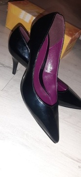 Czarne lakierowane szpilki 8cm buty na obcasie r.40 25,5cm sexy sesje foto
