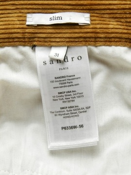 Sandro spodnie chino ze sztruksu aksamitnego 