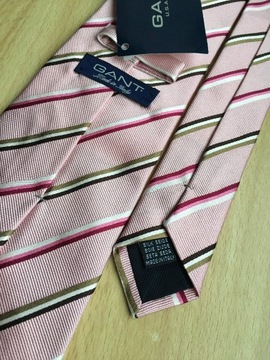 Krawat jedwabny w paski marki *Gant* różowy  