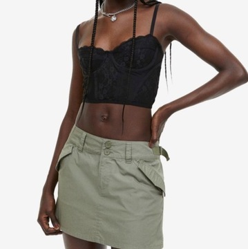 Siateczkowy gorset crop top z koronką H&M