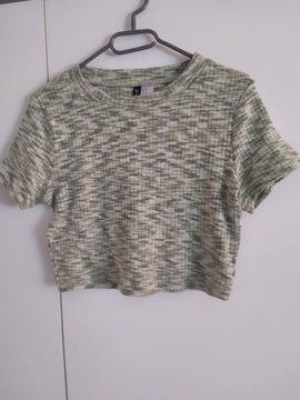 H&M Bluzka top zielony melanżowy 38 M L