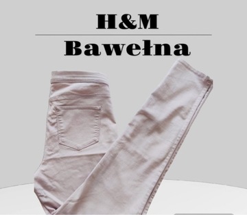 Spodnie pudrowy brudn róż łososiowy H&M 40 bawełna