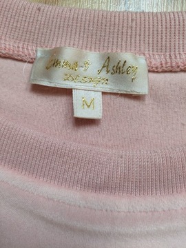 Damska bluza welurowa 38 M róż ozdoby kamyki