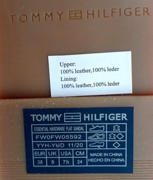 Nowe skórzane japonki klapki Tommy Hilfiger r.38