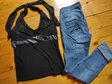 Zestaw paka ubrań damskich jeansy 34 36 XS/S