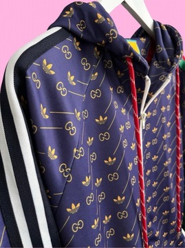 Bluza Kurtka Gucci x Adid fioletowa Oversize XL