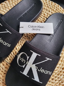 Calvin Klein Jeans Klapki Slide Monogram Co Black