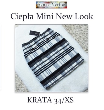 Spódniczka Mini Krata*New Look*34/XS Biała Czarna