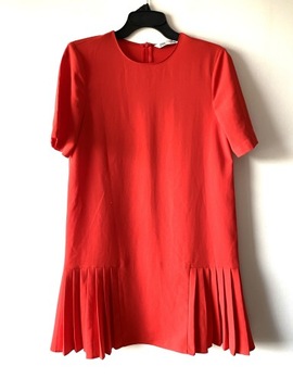 Zara czerwona sukienka plisowana elegancka