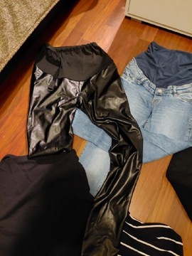 Zestaw ubrań ciążowych H&M spodnie XS skóra