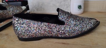 Lordsy loafersy mokasyny ASOS 38 nowe brokatowe