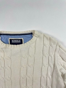 Biały sweter warkocz Vintage Bondelid S