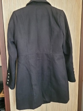 Płaszcz czarny taliowany klasyczny 38 Mohito
