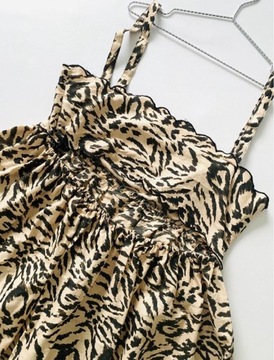 ASOS lniana sukienka midi Animal print 42