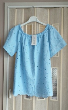 NEW COLLECTION Włoska hiszpanka baby blue baweł XL