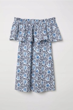 H&M sukienka hiszpanka niebieska prosta 38 M