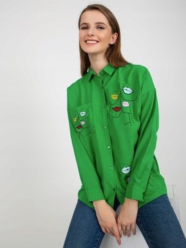 Zielona nowa koszula twarze S modna zjawiskowa
