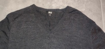 Sweter Uniqlo r. XS 100% wełna NOWY szary
