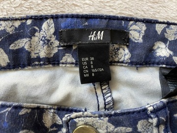 H&M spodnie jeansy rurki kwiaty vintage etno S M