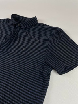 Koszulka Polo w paski Allsaints S granatowa