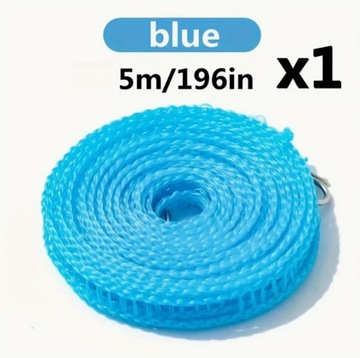 Przenośny sznur na ubrania kolor niebieski 5 m