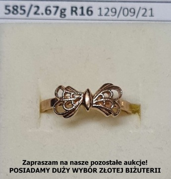 Złoto śliczny pierścionek p.585 2,67g PRZECENA 