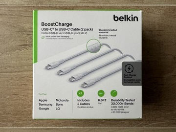 Nowe Belkin kable USB-C to USB-C plecione 2m 2szt.