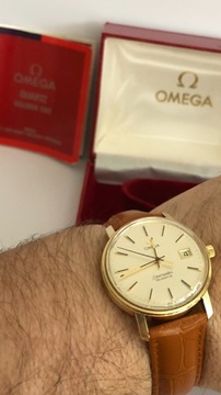 Omega Seamaster 14K, złoty zegarek, komplet, SUPER