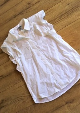 Nowa biała bawełniana koszula H&M z falbankami S