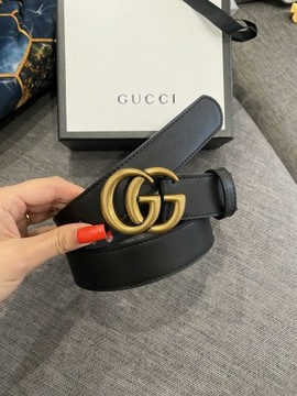 Pasek skórzany czarny Gucci 3.4 cm 95 cm