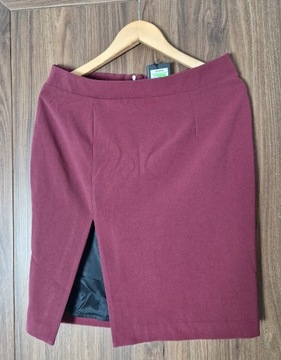 Spódnica spódniczka bordo burgundowa 40 L z rozcięciem prosta Top Secret 