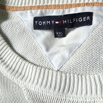 Sweter męski Tommy Hilfiger 100% bawełna biały XXL