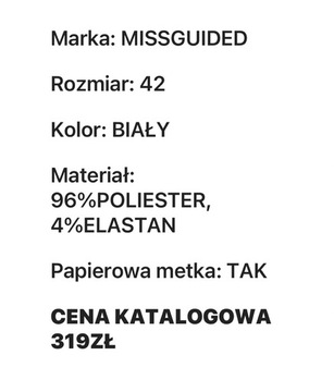 Missguided elegancka sukienka biała 42 midi