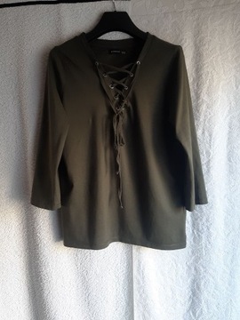 Bluzeczka, top, khaki, sznurowana, Reserved, r.S/M