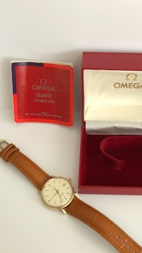 Omega Seamaster 14K, złoty zegarek, komplet, SUPER
