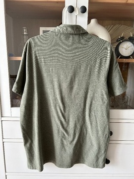 Koszulka polo slim fit L męska khaki zielona H&M