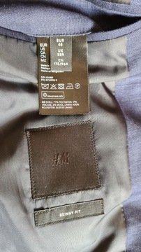 Garnitur męski H&M Skinny Fit 48 granatowy