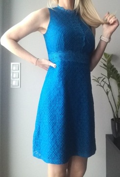 Sukienka niebieska Orsay r. 36 koronka podszewka
