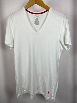 T-shirt w serek Polo Ralph Lauren M biały