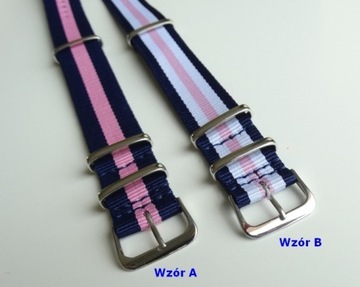 Pasek NATO 20mm nylonowy do zegarka różowy pink