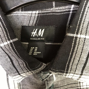 Czarna koszula w biała kratkę H&M regular fit [XS]