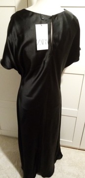 Sukienka satynowa XL czarna nowa Zara 