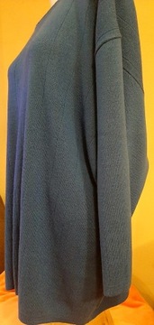 niebieski damski sweter, bawełna z wełną, 48/50.