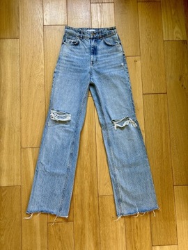 ZARA jeansy dzwony szerokie z wysokim stanem 34