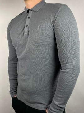 AllSaints Szary Longsleeve Polo - Rozmiar S 